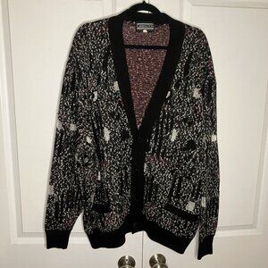 Vintage Carrington Cardigan Mens George Richards Knit Grandpa Academia Black
